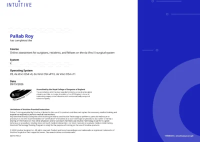 Online assessment for surgeons, residents and fellows on the da Vinci X surgical system